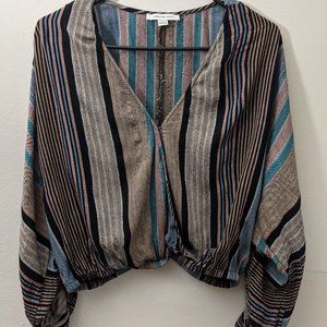 American Eagle Striped Wrap Crop Top